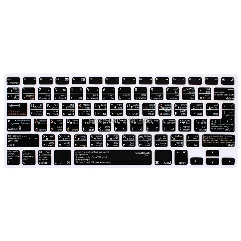 Силиконовый чехол для клавиатуры VIM/VI с русскими клавишами Защитная пленка MacBook Air