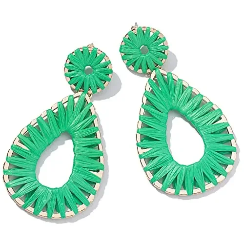 Серьги в стиле бохо из рафии эффектные богемные серьги форме капли для женщин