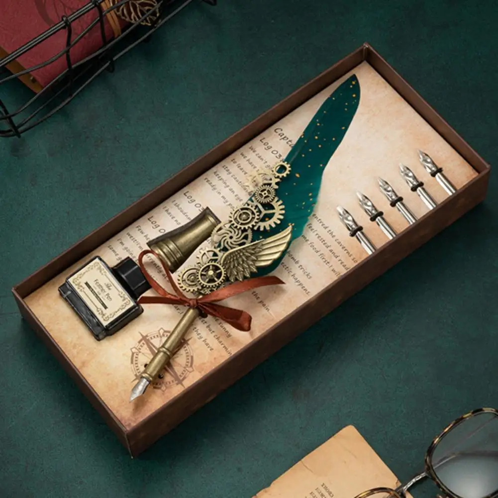 

Набор перьевых ручек, перьевая ручка, набор перьевых ручек в стиле стимпанк, сверкающая Роскошная чернильная ручка, подпись, Золотой стиль, ...