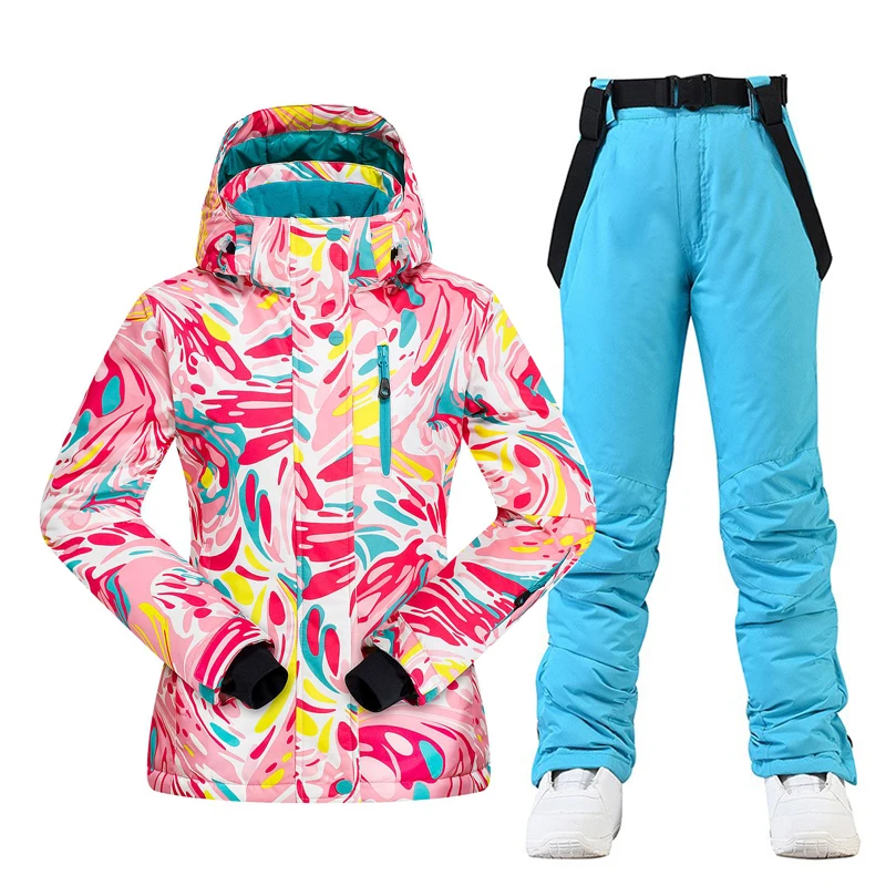 

2022 New Women's Ski Suit Brands Windproof Waterproof Thicken Warm Snow Coat Winter Skiing And Snowboarding Jacket And Pants Set
