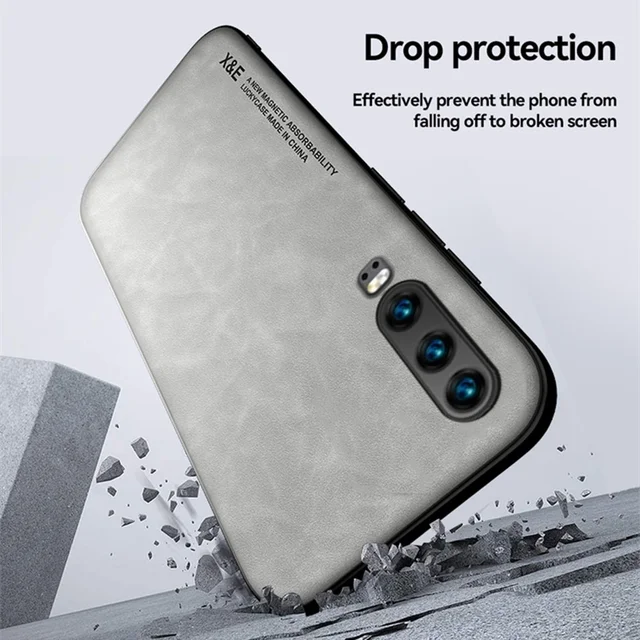 Magnetic Sheepskin Leather Phone Case Huawei P30 Lite P20 P40 P50 Pro Funda Cover For Huawei P30 P40 Lite 5G P50 Pro Back Case 3