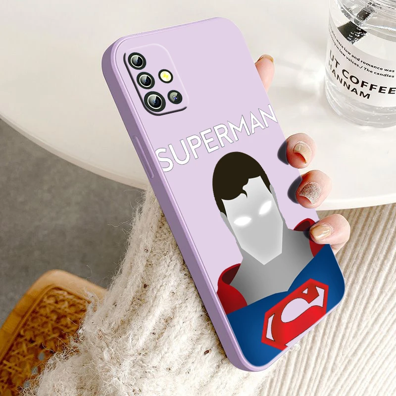 

Superhero Superman For Samsung A04 S A71 A51 A42 A41 A30 A32 A21S A12 A11 A01 A02 4G 5G Liquid Rope Silicone Phone Case