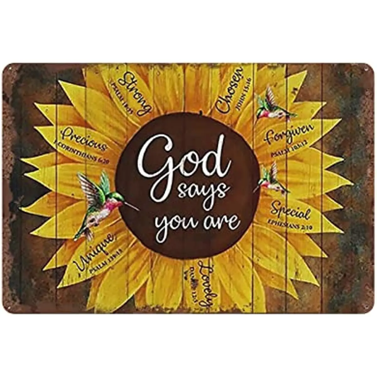 

Metal Tin Sign Vintage Hummingbird Sunflower God Says You Are Scripture Sunflower Bible Verses Christian for Home, Living Room