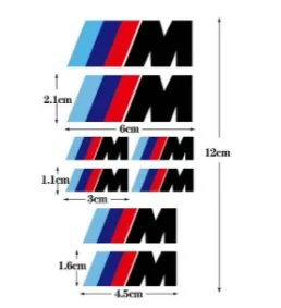 Фото Набор из 6 термостойких виниловых наклеек для дисков BMW Performance (E46, E90, E60, F10, F30, E39, E36, E87, G30, E92, M) №2