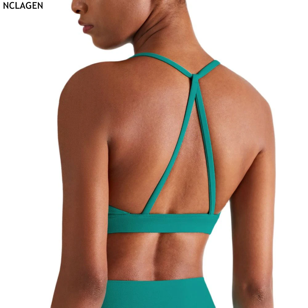 Спортивный бюстгальтер с открытой спиной кроп-топ для бега женский пуш-ап