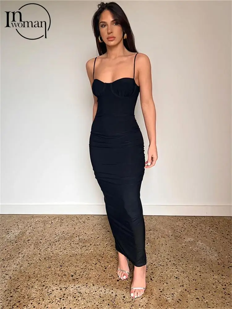 

Женское длинное платье на бретельках, с открытой спиной и вырезом лодочкой