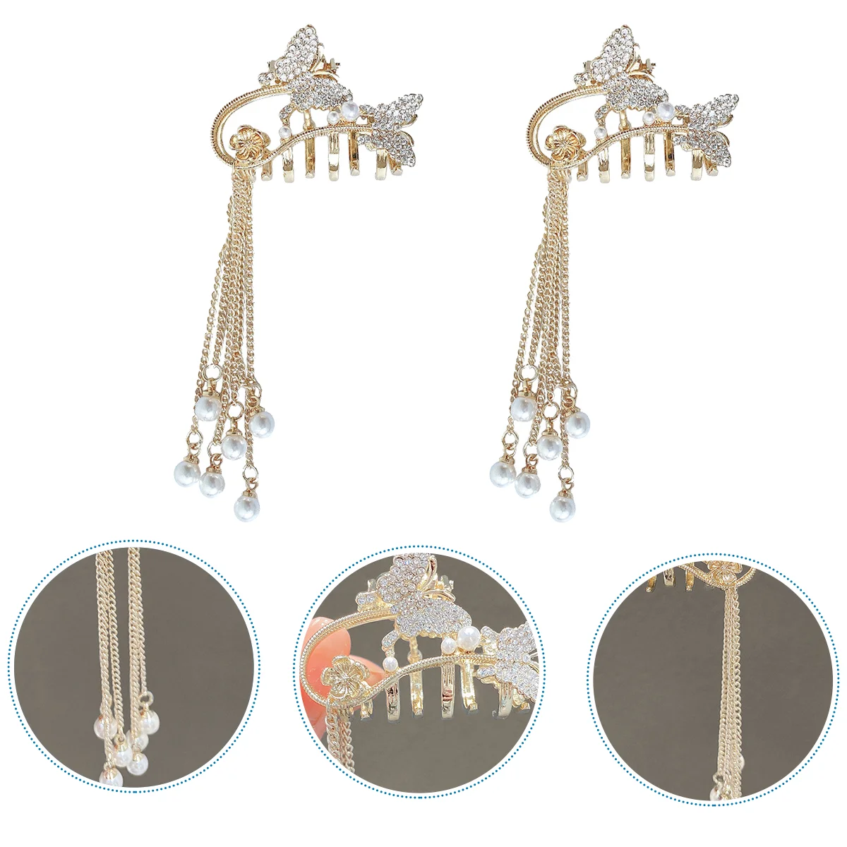 

2Pcs Tassel Butterflies Hair Claw Clip Hair Styling Tool Fashion Accessory