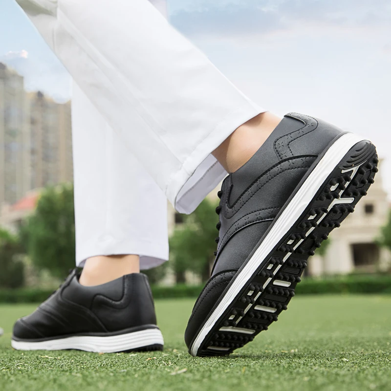 Professional Men's Golf Shoes Men's Outdoor Walking Sneakers Men's Classic Golf Shoes Men's Brown White Blue Golf Training Shoes