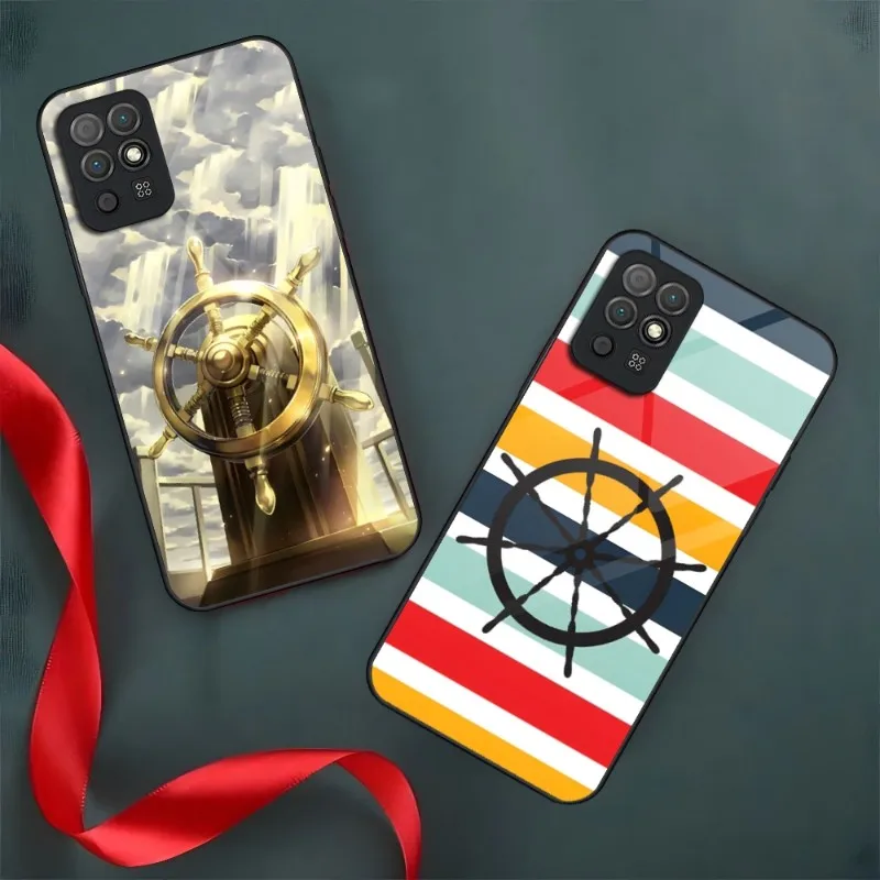 

Ship Rudder Phone Case For Huawei P10 P30 P9 P40 P50 P20 Y7 Y6 P Smart Honor 50 70 60 Toughened Glass