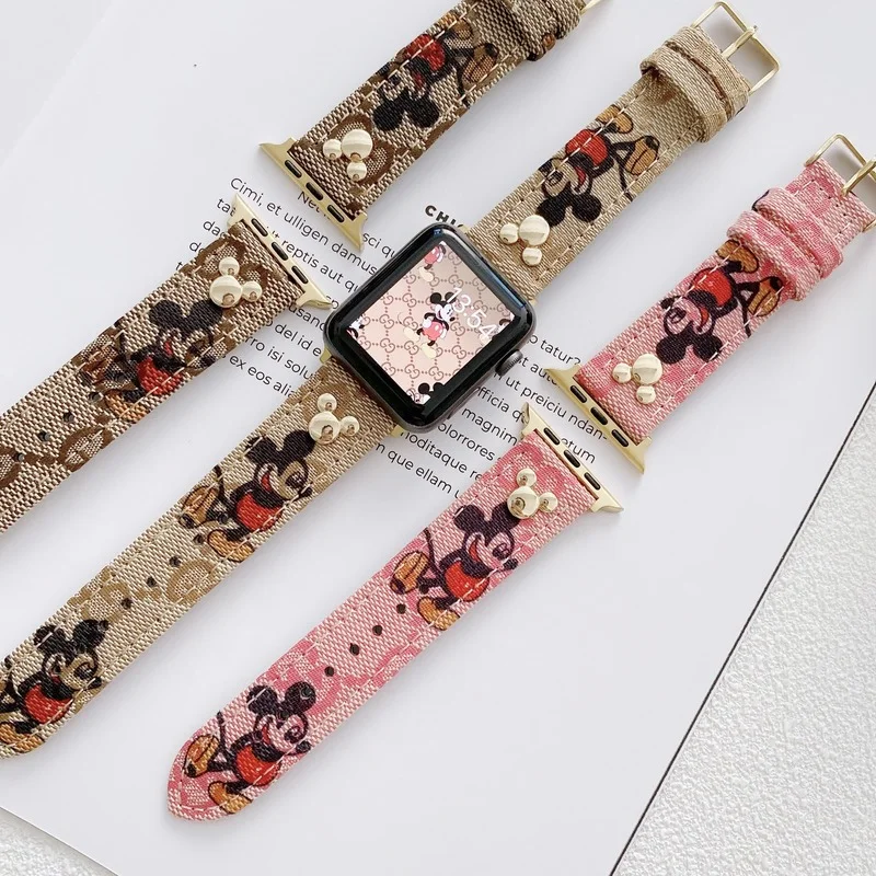 

Disney Mickey Nylon Strap For Apple Watch 44 40 38 42 mm Watchband bracelet Correa For Iwatch Series 6 Se 5 4 3
