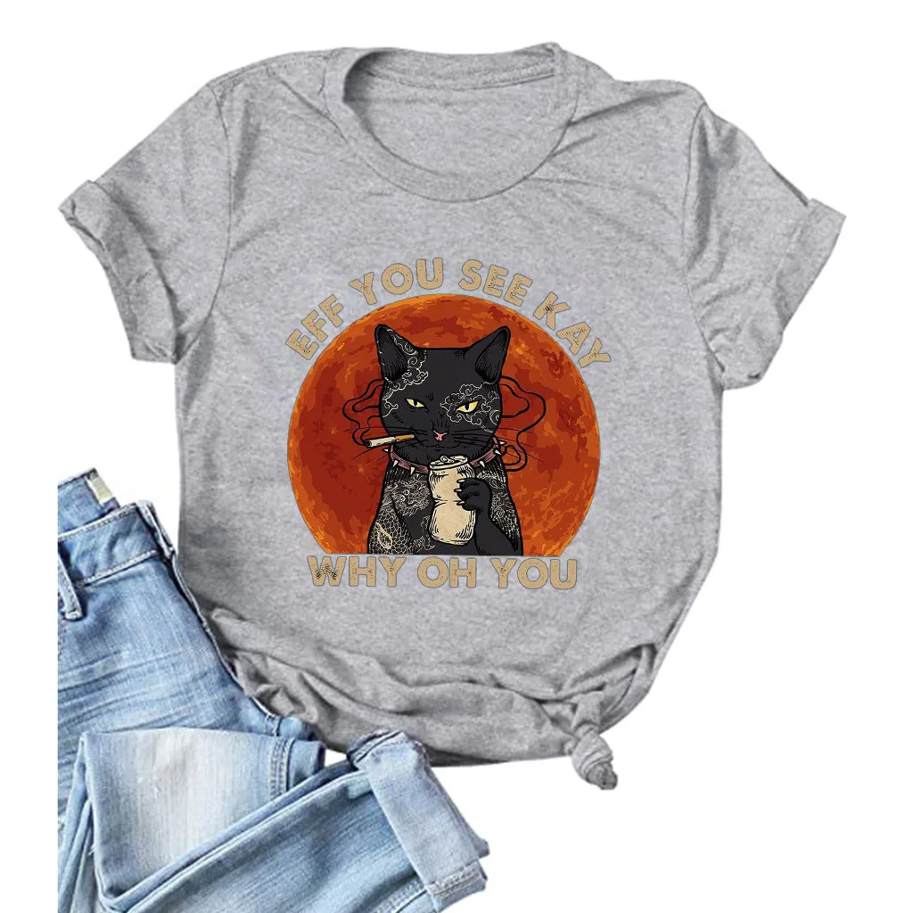 

Shirts for Women Trendy Women Casual Letters Printing Shirts Short Sleeve Loose Tee Tops Tunic Summer Tops for Women