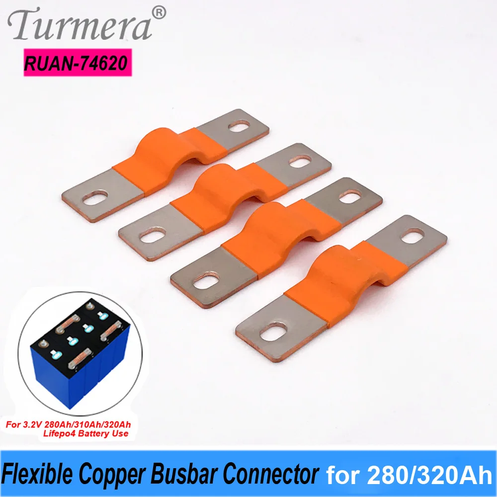 

Шина Turmera, 12 В, батарея Lifepo4, гибкий медный соединитель, отверстие для отверстия 74 мм, 2 мм, 400 А, используется в 280Ah 310Ah 320Ah Lifepo4 батарее