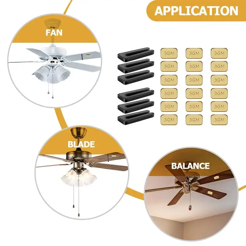 

6 комплектов лопастей для потолочного вентилятора, комплекты для балансировки, зажимы для балансировки вентилятора, клейкие весы (3 баланси...