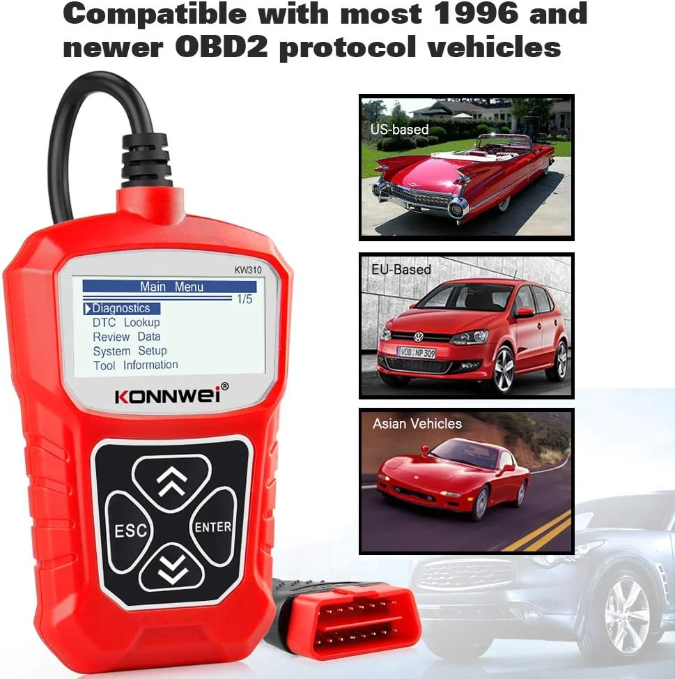 Фото KONNWEI KW310 OBD2 Автомобильный диагностический сканер Автомобильный считыватель кодов неисправностей Проверка лампы двигателя Сброс сервисных данных в прямом эфире Русский №2