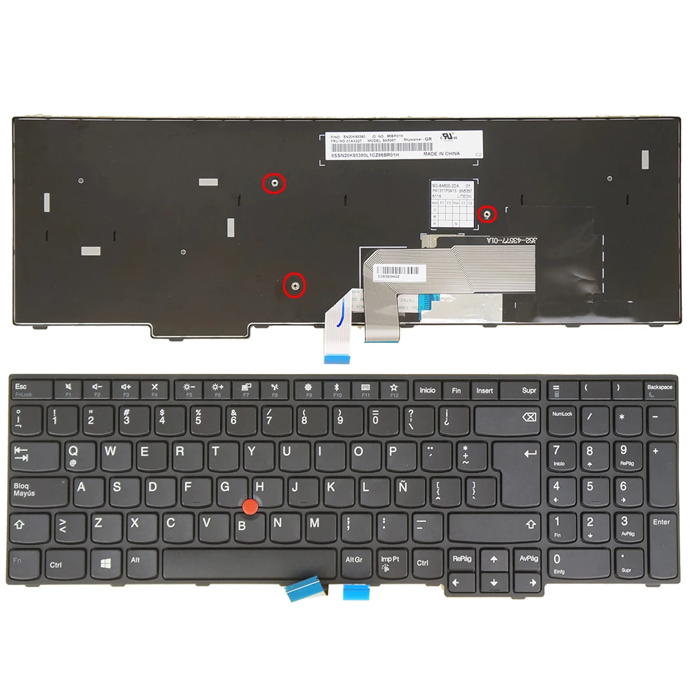E570 SP/латинская клавиатура для Lenovo Thinkpad (20H5 20H6) E570C E575 (20H8) 01AX123 01AX163 01AX203 01AX170 01AX210 01AX130