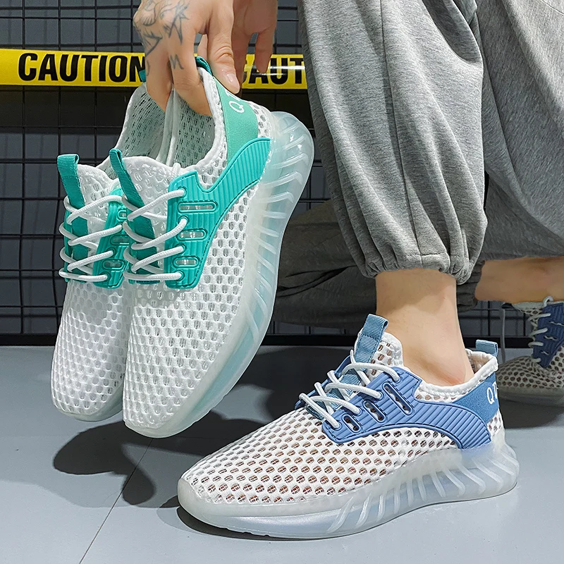 White Men's Sneakers High Quality Shoes For Men Mesh Breathable Summer Casual Walking Sneaker Tenis Zapatillas Hombre