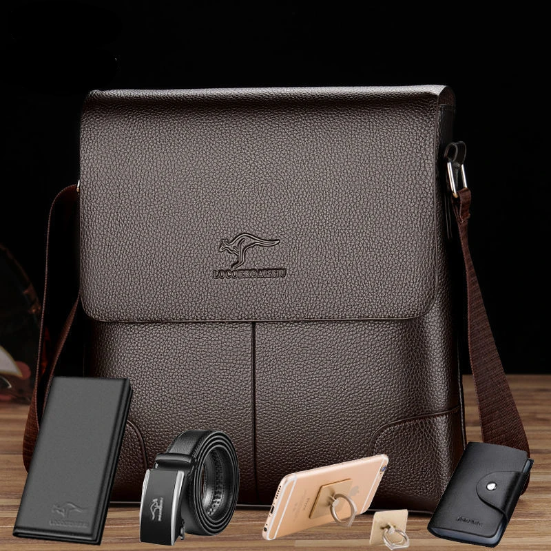 Men Crossbody Messenger Bags Business Casual Handbag Male Leather Shoulder Bag Large Capacity waterproof PU Crossbody Bag