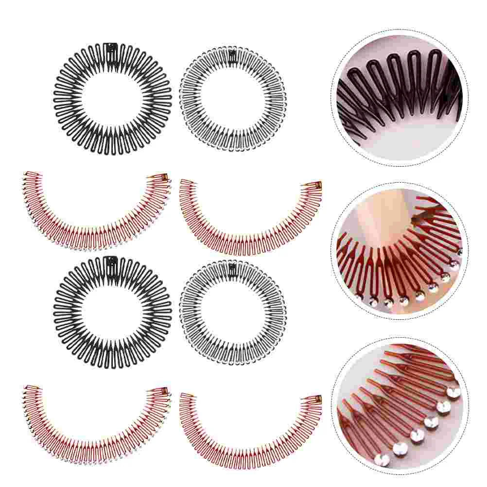 

8PCS Flexible Hair Combs Deep Teeth Hair Comb Thin Headband Flexible Plastic Circle Headband Creative Headwear