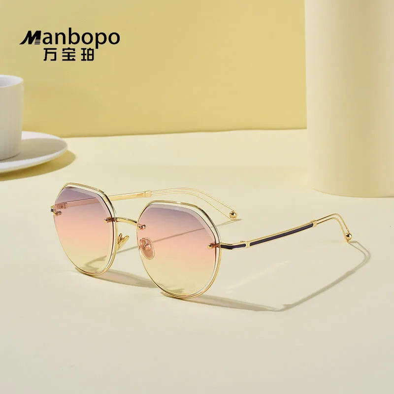 

Stylish With Outdoor Sun Protection Thin Women's Sunglasses Luxury Cutout Design Aluminum Magnesium Alloy Frame Nylon Lenses