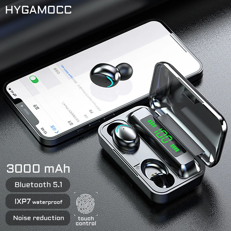 Оригинальные беспроводные наушники F9 TWS Bluetooth HiFi гарнитура со светодиодным