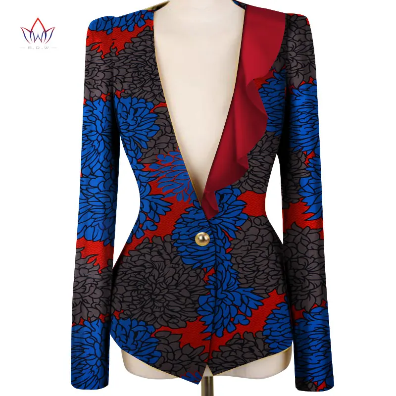 2022 Custom African Clothes for Women Jacket Overcoat Colorful Fashions Long Sleeve Collarless WY3814 | Женская одежда
