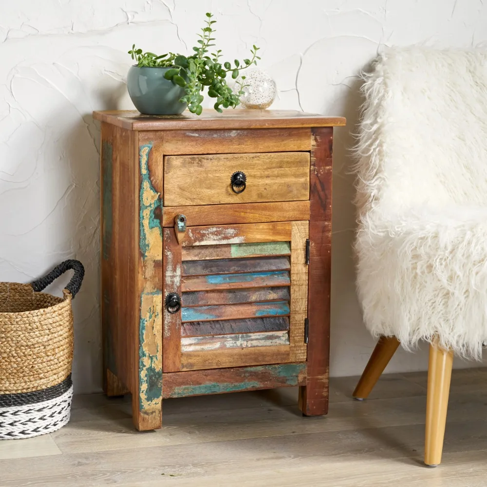 

Noble House Stetson Wood Side Table with Drawer, Brown