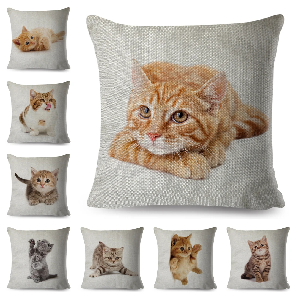 

Cute Cat Pillowcase Decor Lovely Pet Animal Print Cojines Cushion Cover Polyester Pillow Case for Home Sofa Children Room 45x45