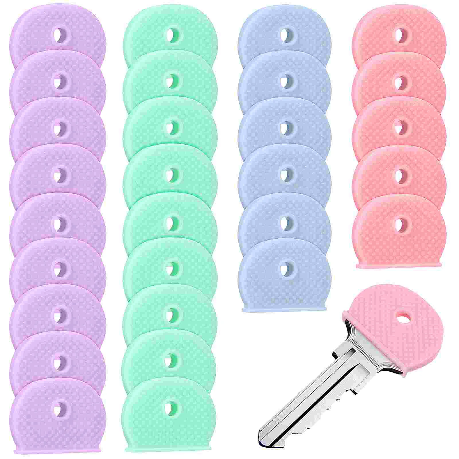 

48pcs Key Cover Caps Key Protective Cases Key Tags Markers for Standard Flat House Keys
