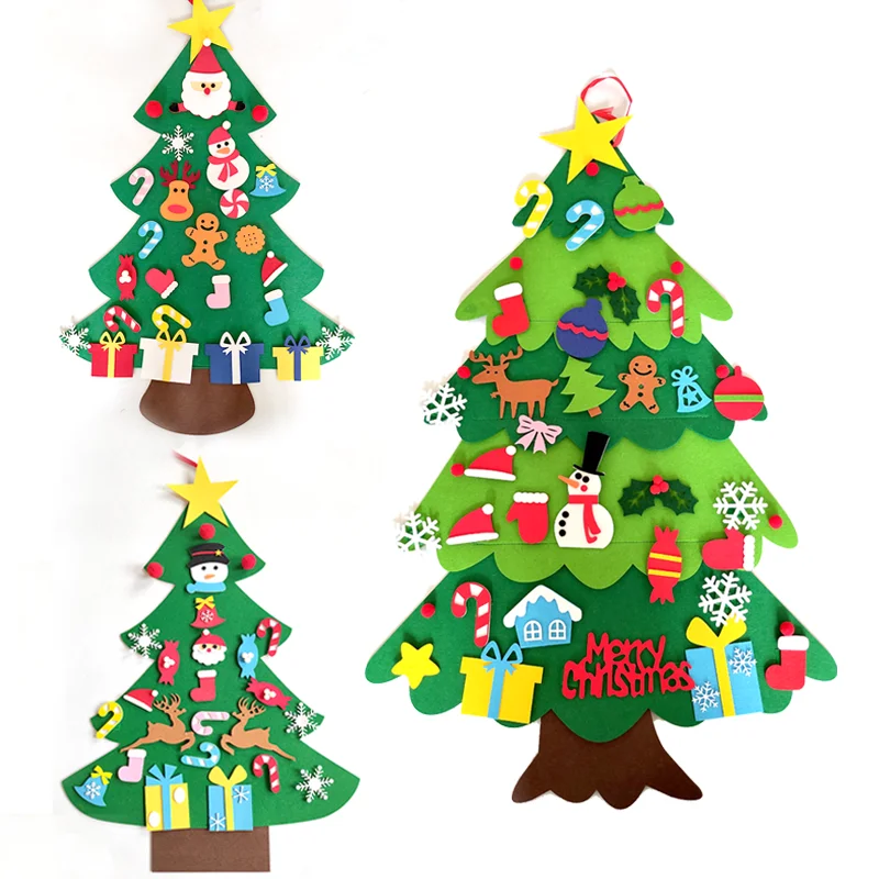 

DIY Felt Christmas Tree Tree Xmas Ornaments Merry Christmas Decorations for Home Kids Gifts Noel Navidad New Year Party Supplies
