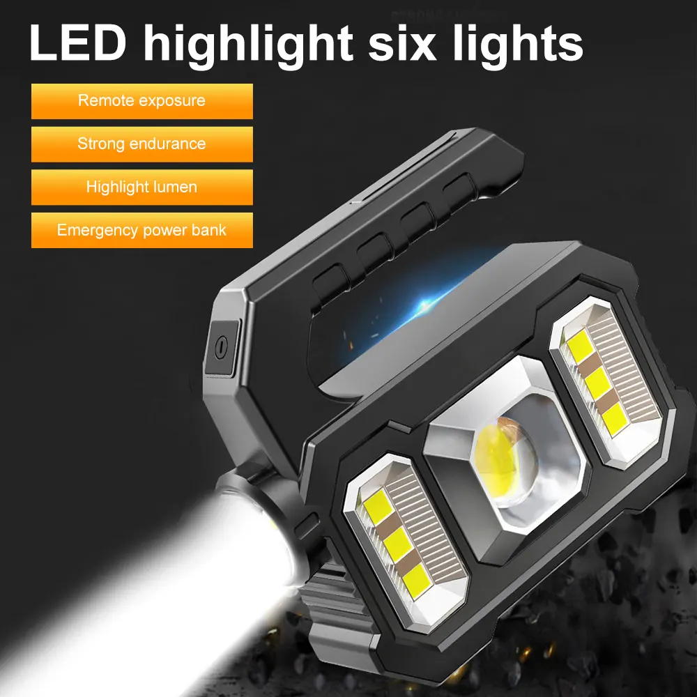 

Solar LED Camping Flashlight Outdoor Waterproof 3 Dimming Work Lights Searchlight USB Rechargeable Lanterns for Camping Hiking