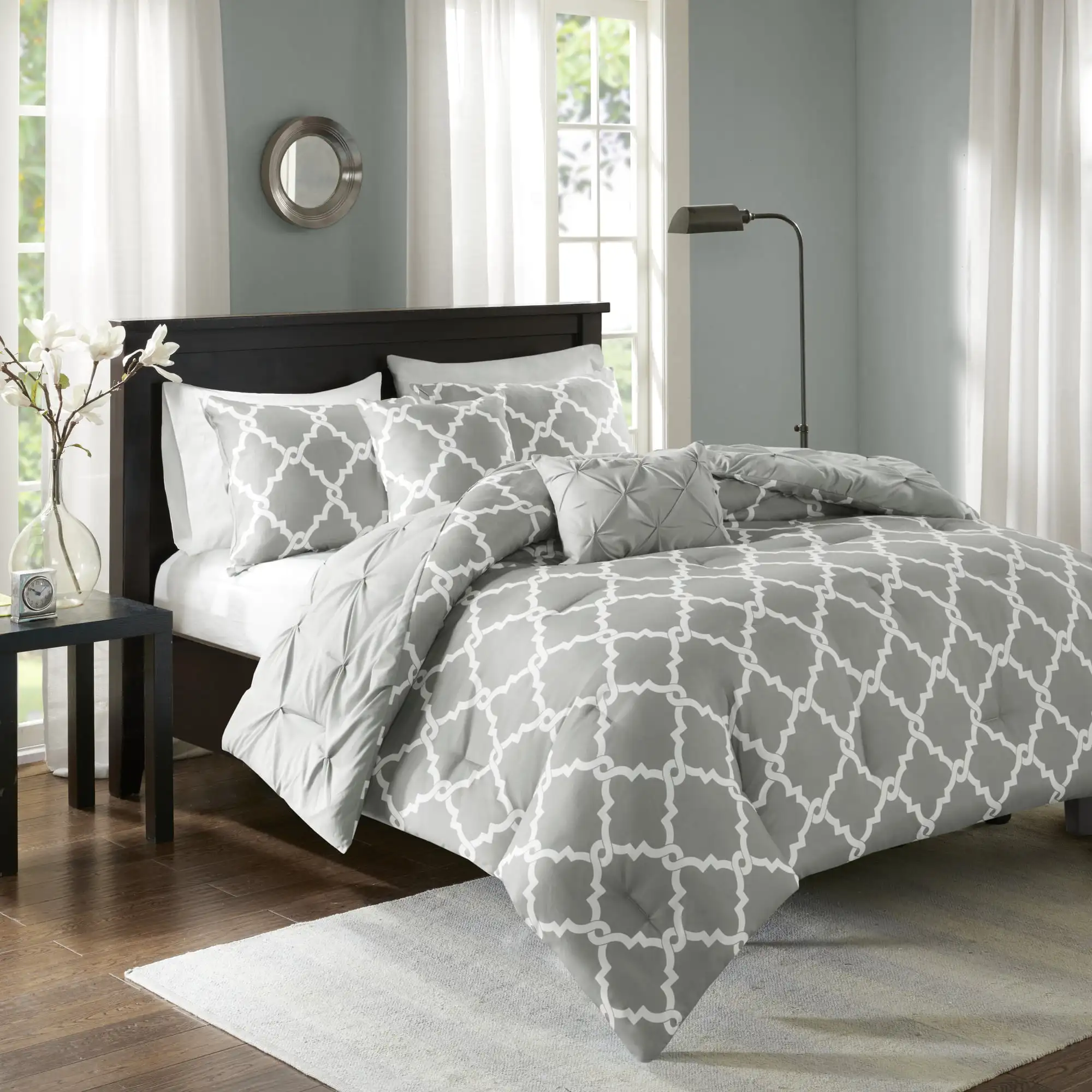 

Home Essence Hayden 5 Piece Reversible Comforter Bedding Set, Full/Queen, Grey