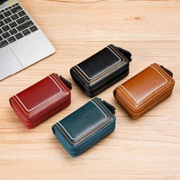 2022 new fashion trend genuine leather leather double pull card case multi function door car key case coin purse