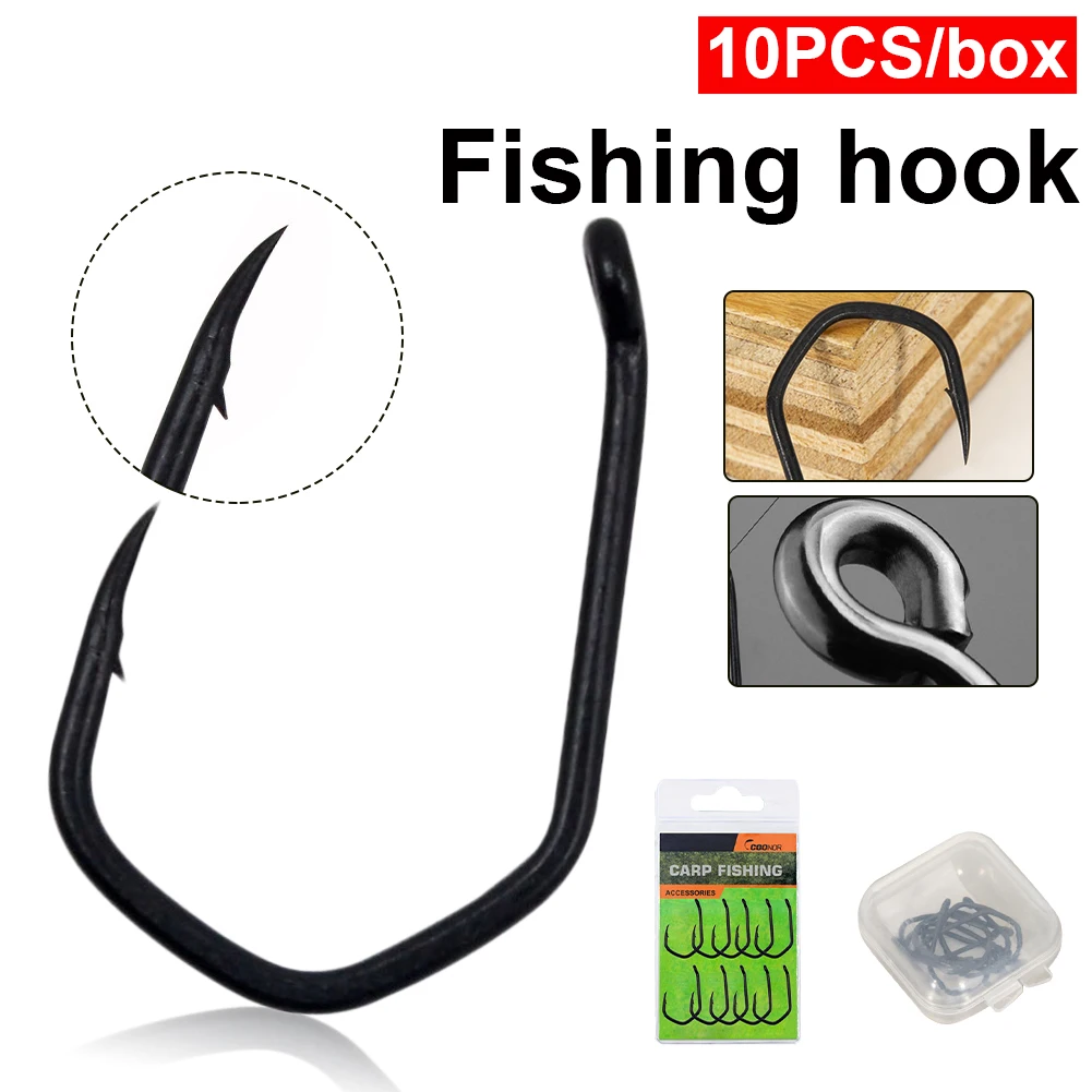 

10pcs Carbon Steel Carp Fishing Hook Size 2/4/6/8/10# Barbed Hooks Catfish Hook Saltwater Freshwater Fishing Tackle Accessories