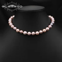 glseevo 100natural pink purple rotundity pearls womens necklace fashion high quality luxury jewelry valentines day gifts