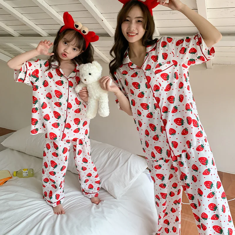 

Pajamas Mother and Daughter Equal Clothes Sets Parent-child Coming-Home Outfit Mom and Baby Girls Sleepwear Women Night Wear