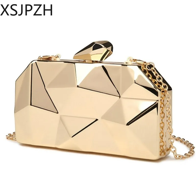 

For Wedding Dating Party Gold Acrylic Box Geometric Evening Bag Clutch bags Elegent Chain Women Handbag Party Shoulder Bag
