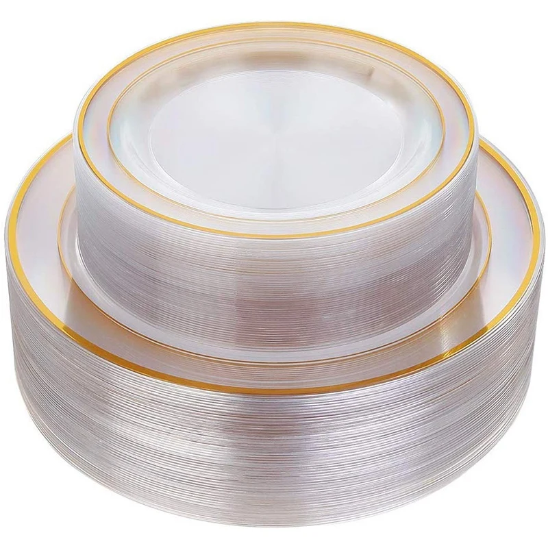 

Gold Plastic Plates 60 Pieces, Disposable Wedding Plates, Plastic Party Plates Includes: 30 Dinner Plates 10.25 Inch And 30 Sala