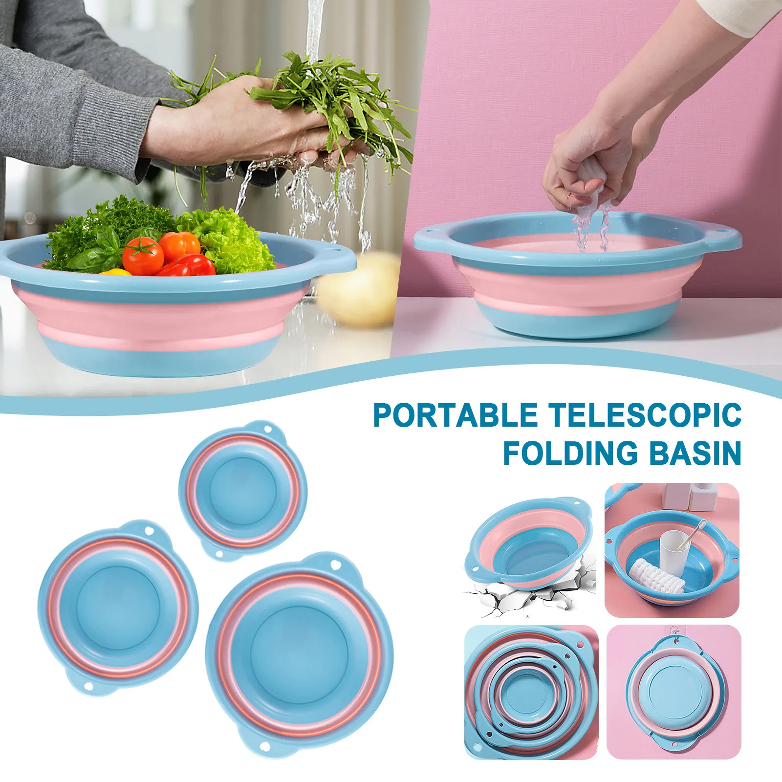 

Basin Plastic Multifunctional Folding Telescopic Portable Washbasin Silicone Cereal Dispensers Insulated Food Storage Containers