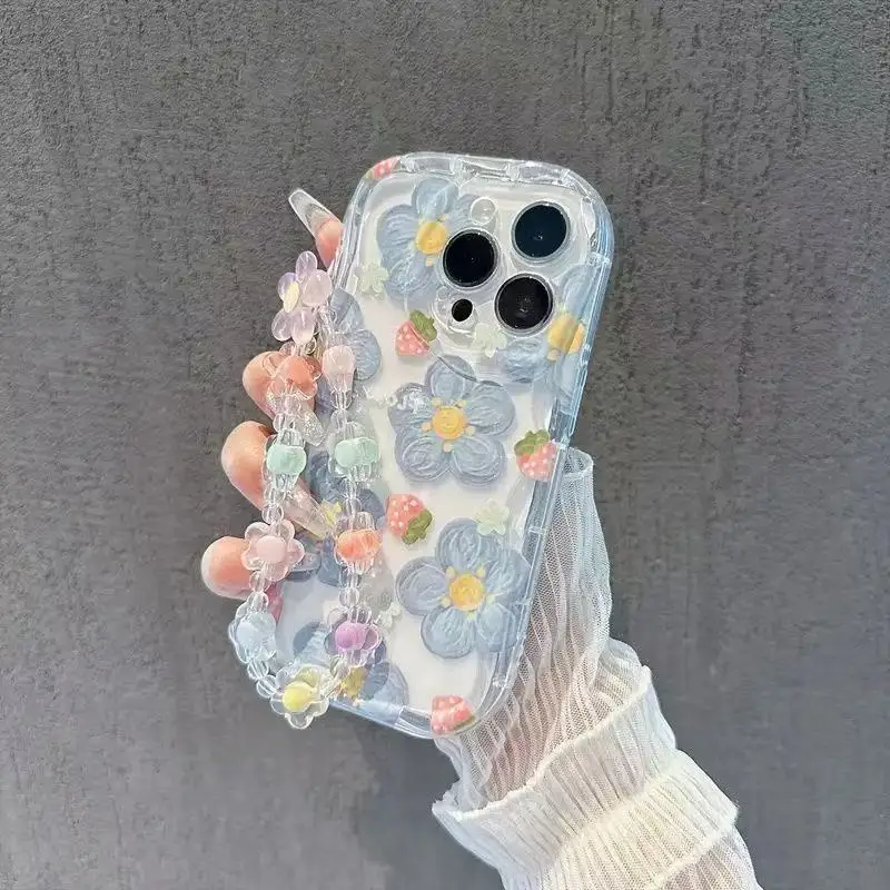Фото Чехол-цепочка с 3D бантом вишневого жемчуга для Infinix Hot 60 50 Pro Plus 60i Note 50 50X 50S Tecno Spark Go 40C Camon 40 30 Pro Cover №5