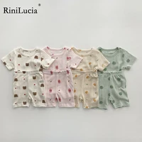rinilucia 2 pcs boys girls clothing sets 2022 summer baby girls clothes cotton printing kids children clothes suits