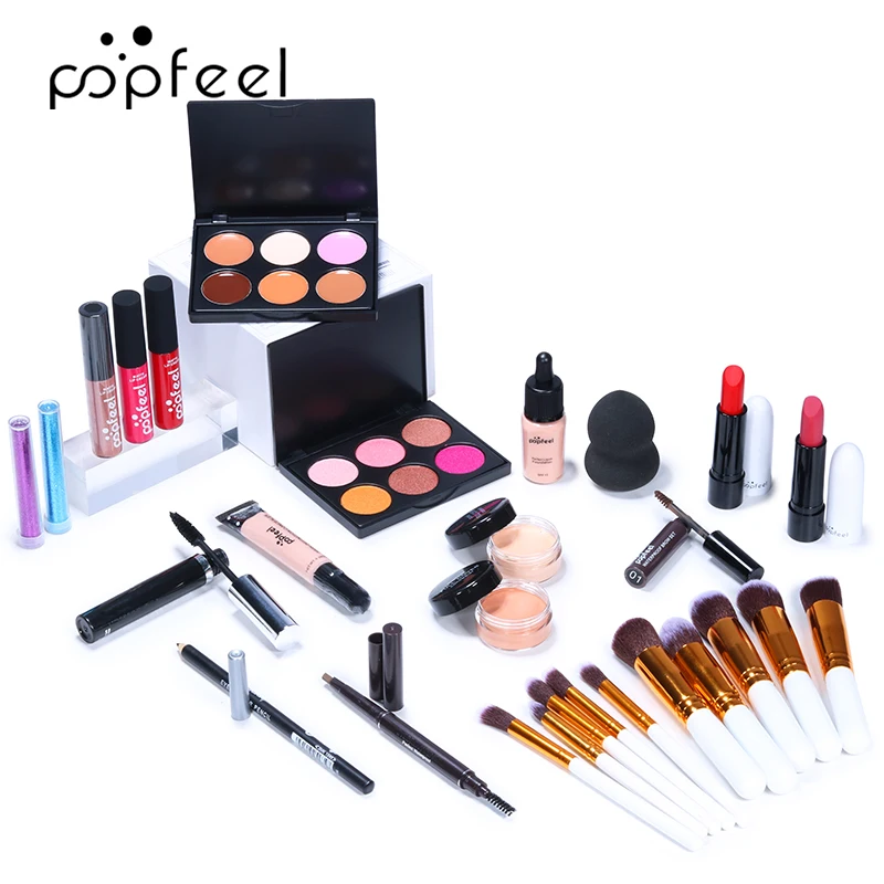 

All In One Full Starter Makeup Kit 19-piece Set Makeup Waterproof Long-lasting Lip Eye Face Cosmetics Easy To Remove KroeaMakeup