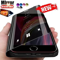 mirror flip luxury case for samsung galaxy s21 s20 s10 s9 s8 plus s21fe s20fe s6 s7 edge note 20 ultra 10 plus note 8 9 cover