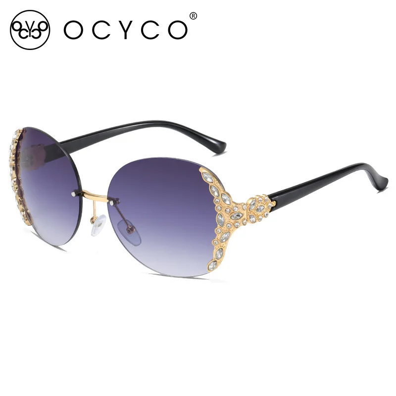 

OCYCO Ins 2022 Rimless Diamond Sunglasses Women Modern Punk Sun Glasses Men Sunglass Oculos Feminino Lentes Gafas De Sol UV400