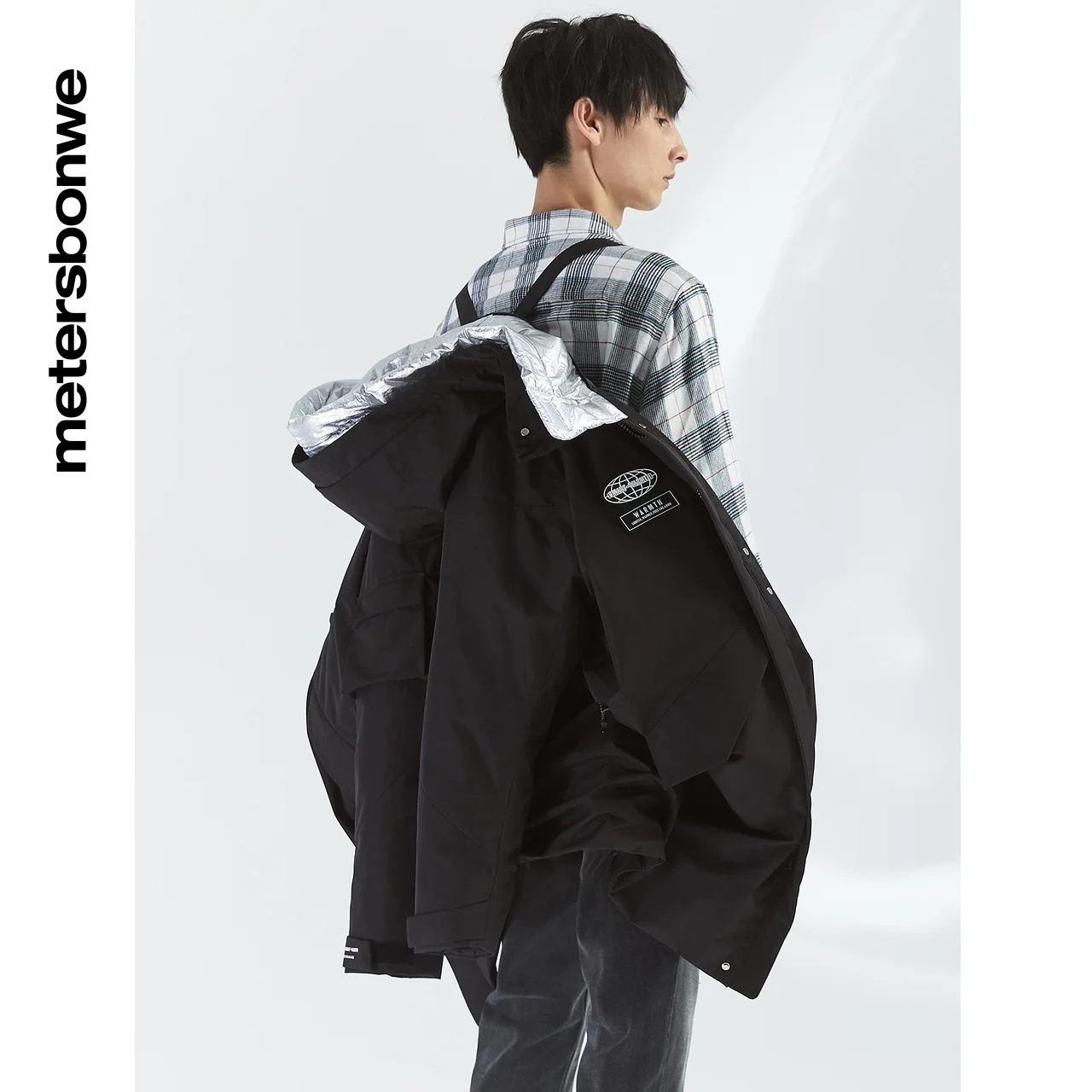 Metersbonwe  Solid Color Down Jacket Men Winter Warm 80% Gray Duck Down Hooded  Anti-snow Medium Length  Warm Down