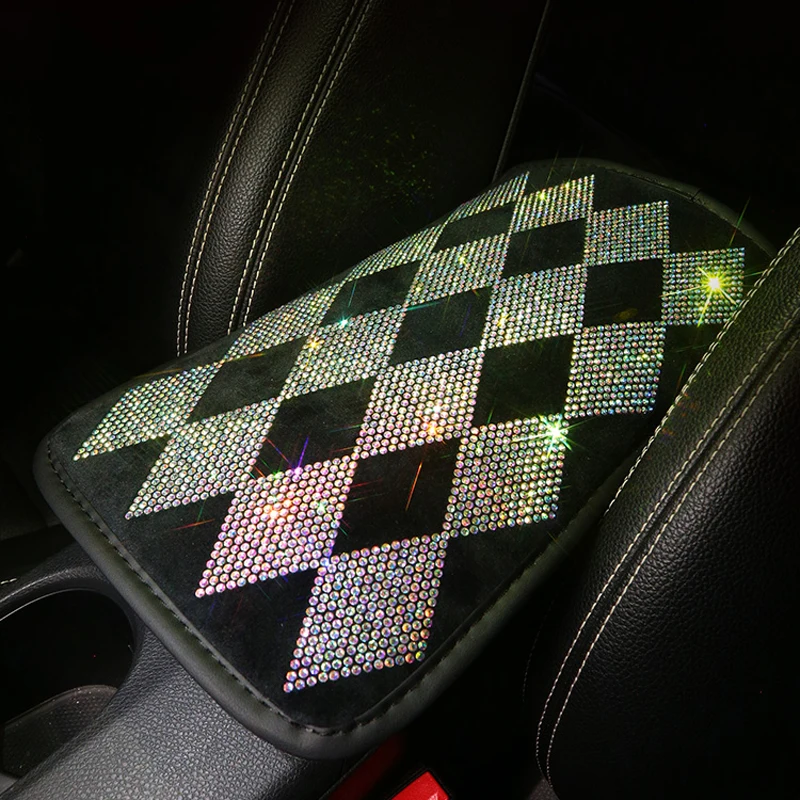 

Rhinestone Crystal Car Armrests Cover Pad Vehicle Center Console Arm Rest Box Cushion Diamond Girls Car Interior Accessories