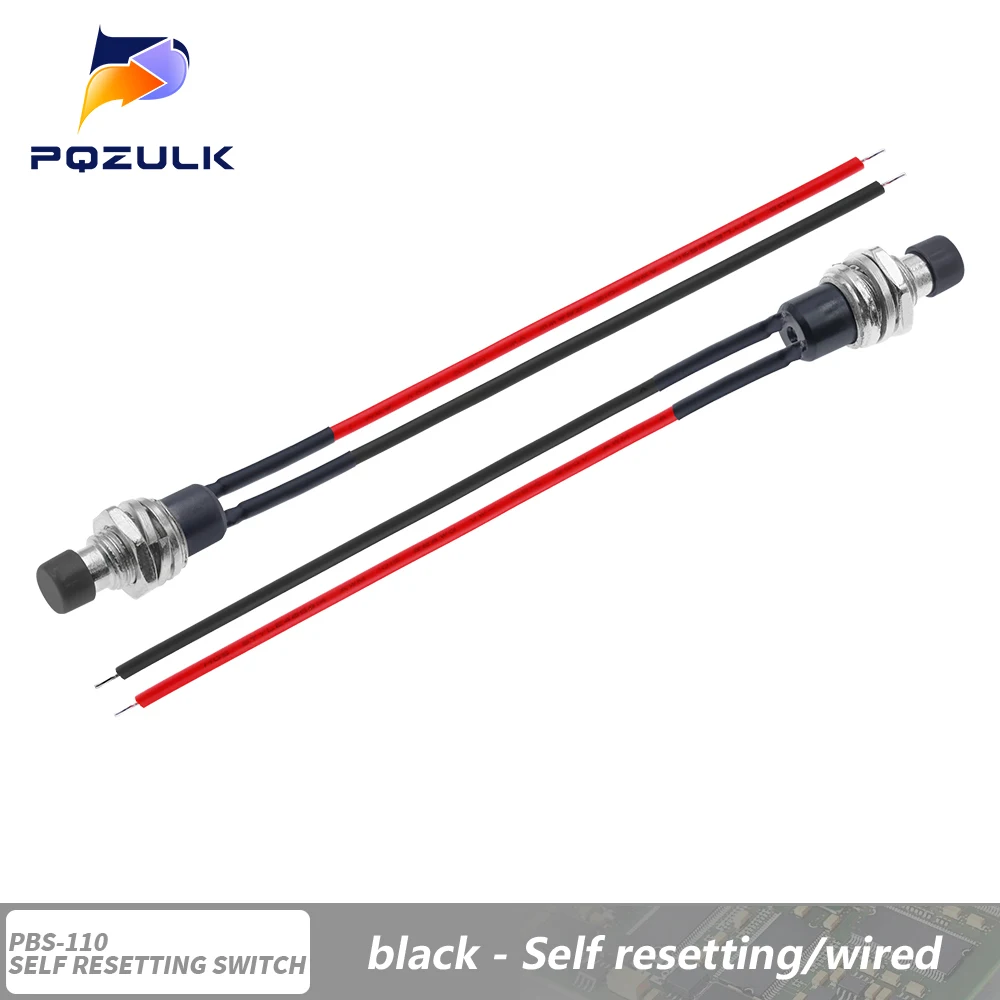 

6 шт. мини круглые 7 мм мгновенные кнопочные переключатели PBS-110 1A/250 В 3A125V AC 1NO с проводом 20 см