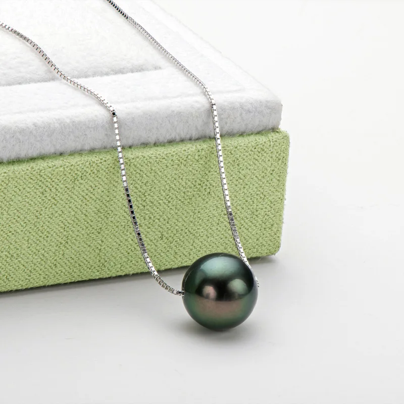 

14K Gold Natural Tahitian Black Pearl Necklace Wedding Jewelry For Bride Fine AAA Quality 10-11mm Real Cultured Pearls Sea Water