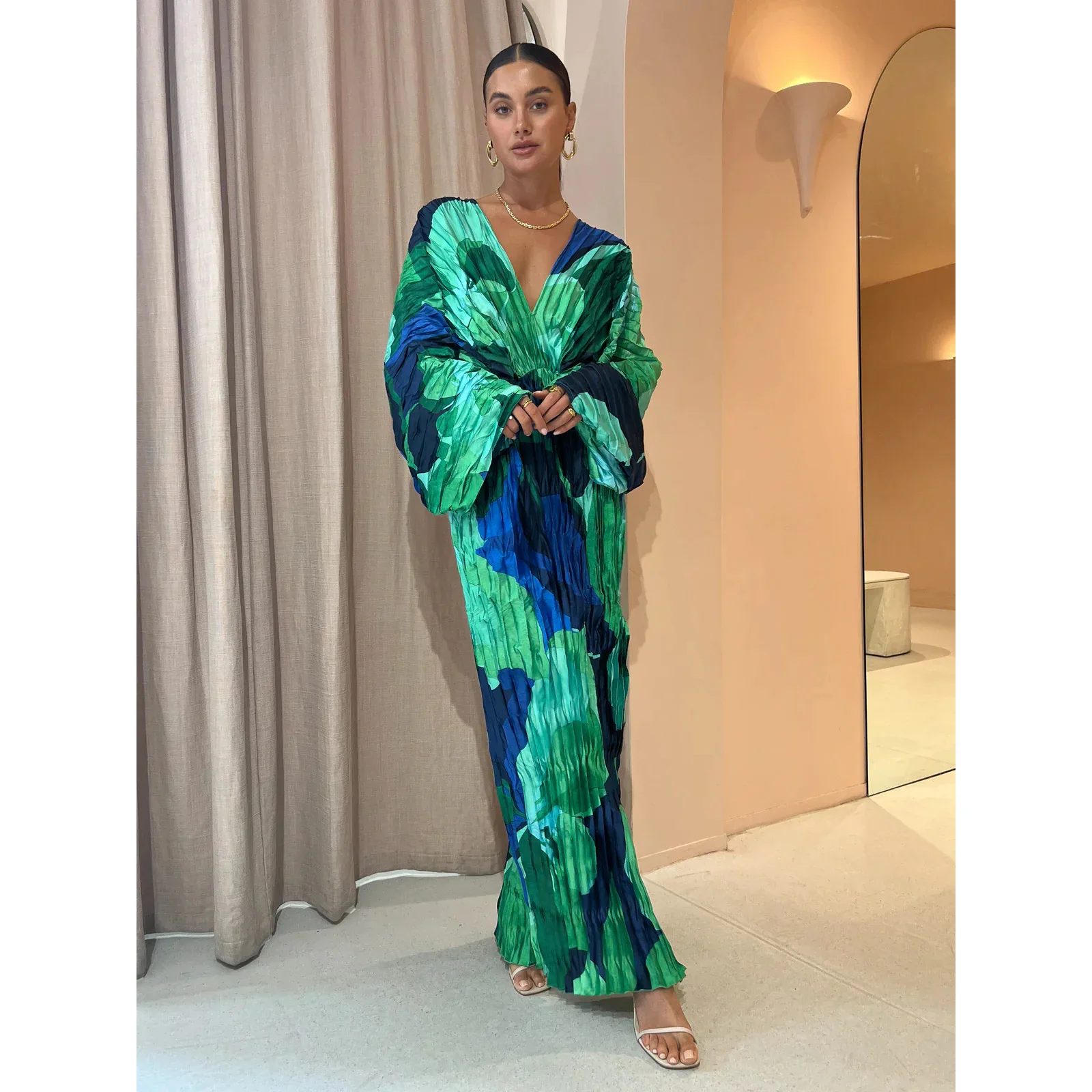 Весенне-летние новые женские плиссированные платья модное повседневное