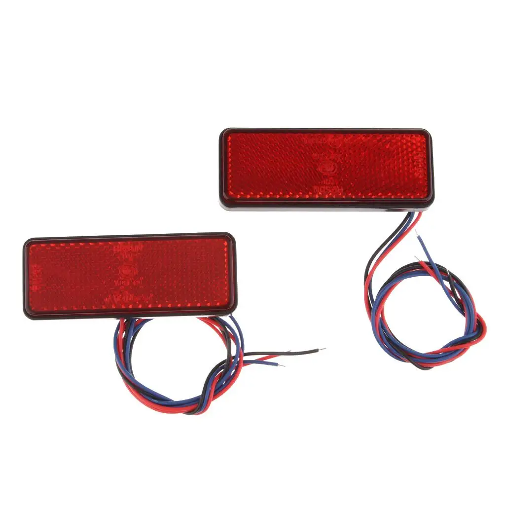 

2Pcs Motorcycle Scooter Brake Stop Light LED Rectangle Reflectors
