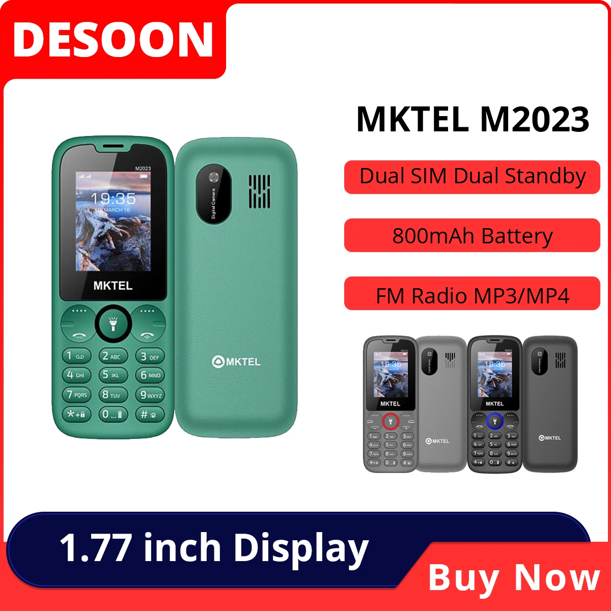 MKTEL M2023 Feature Phone with 1.77inch Display 800mAh Battery Dual SIM FM Radio Flashlight 0.08Mega Camera Senior Phone MKTEL M2023 Feature Phone with 1.77inch Display 800mAh Battery Dual SIM FM Radio Flashlight 0.08Mega Camera Senior Phone